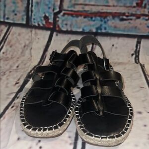 Womens Black Leather Gladiator Sandals - Unbranded
